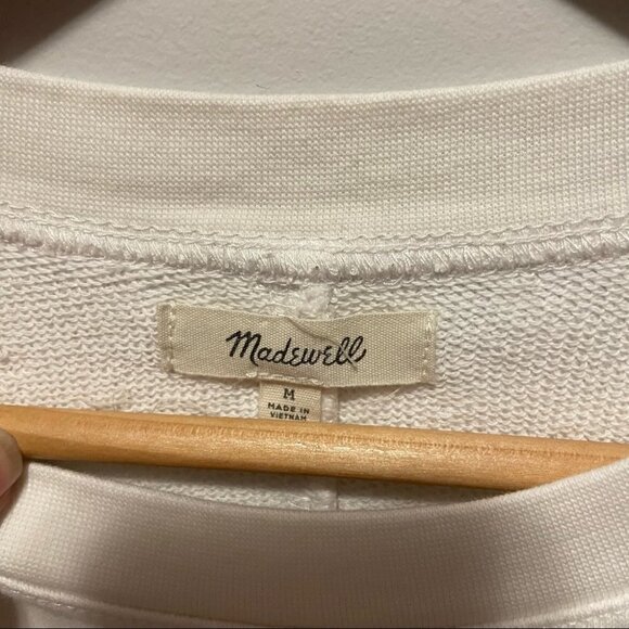 Madewell Sézane-Inspired “Au Revoir” White Cotton Crewneck Sweatshirt - Picture 6 of 9